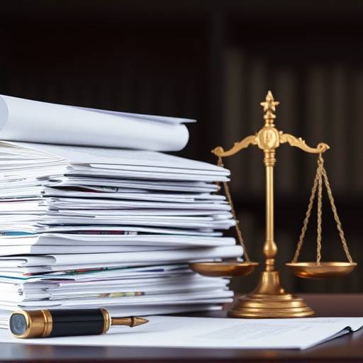 Imagem ilustrativa representando documentos legais e uma balança da justiça, simbolizando os termos e condições