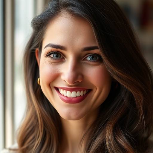 Retrato de uma mulher sorrindo em um ambiente natural
